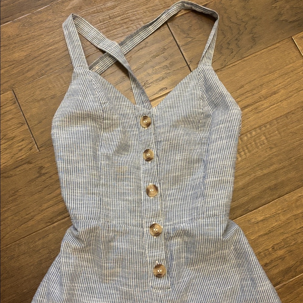 Japna blue & white striped cropped jumpsuit with tie back - Picture 2 of 4
